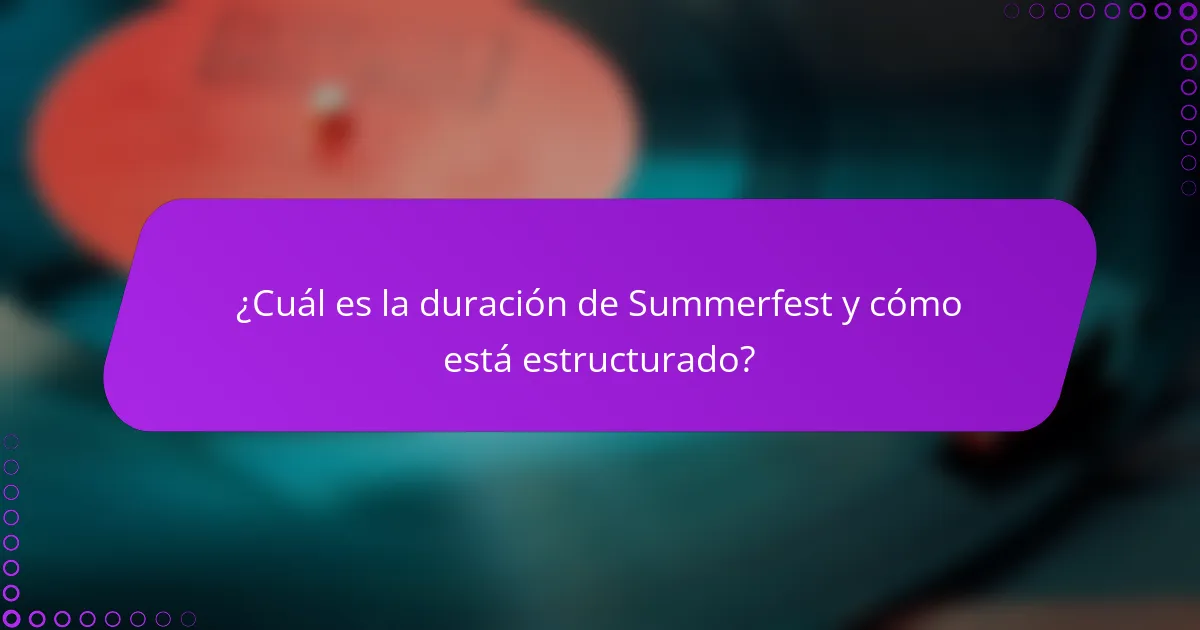 ¿Cuál es la duración de Summerfest y cómo está estructurado?