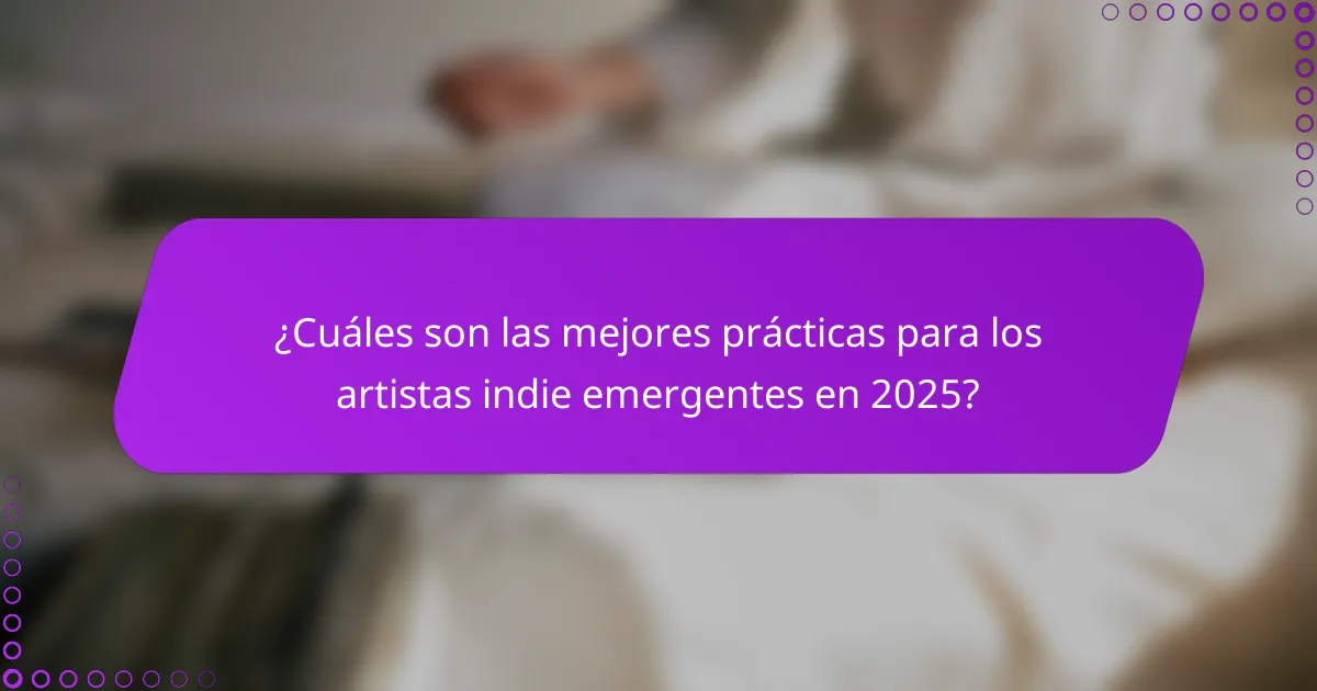 ¿Cuáles son las mejores prácticas para los artistas indie emergentes en 2025?