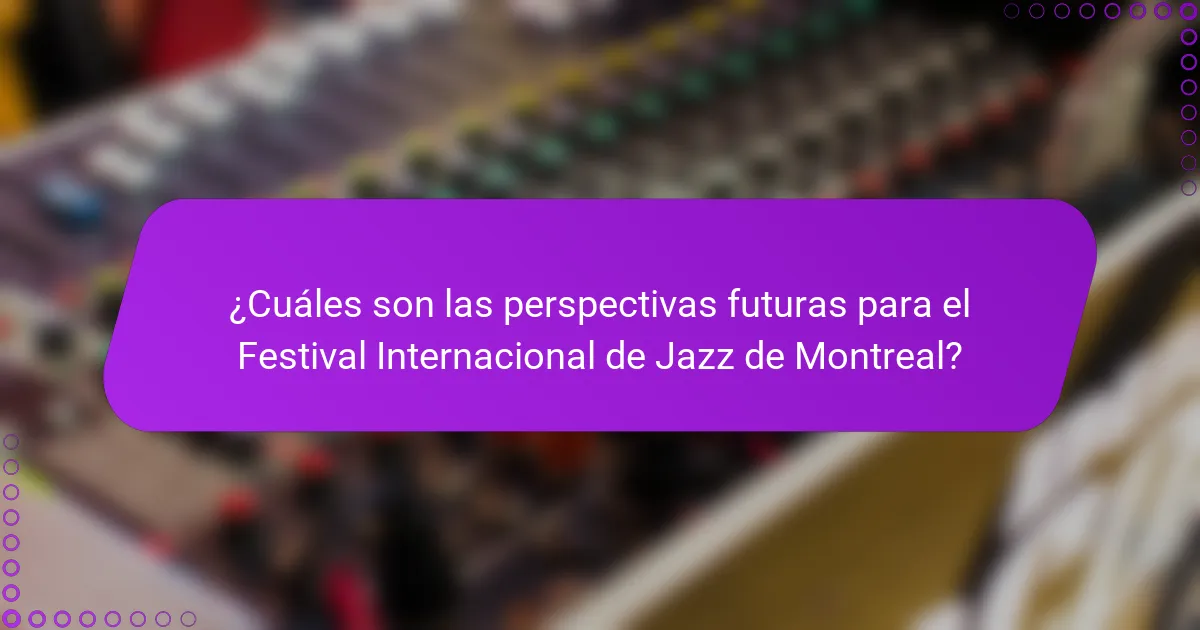 ¿Cuáles son las perspectivas futuras para el Festival Internacional de Jazz de Montreal?