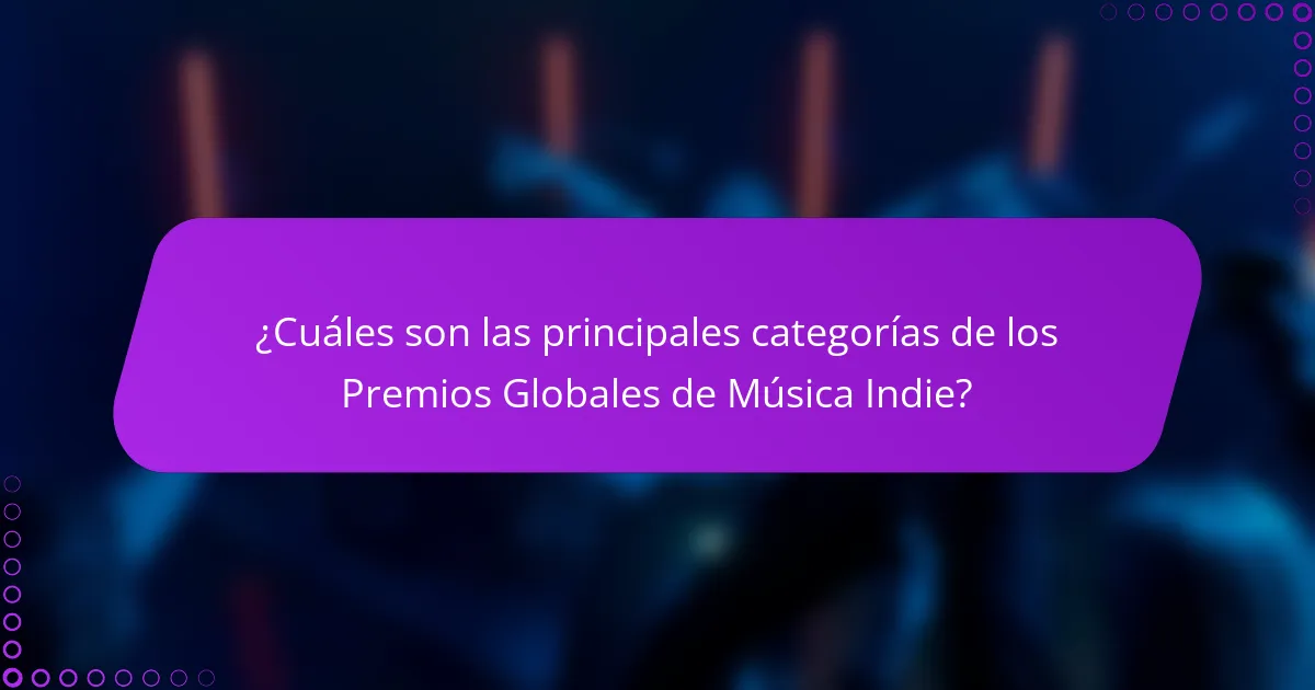 ¿Cuáles son las principales categorías de los Premios Globales de Música Indie?