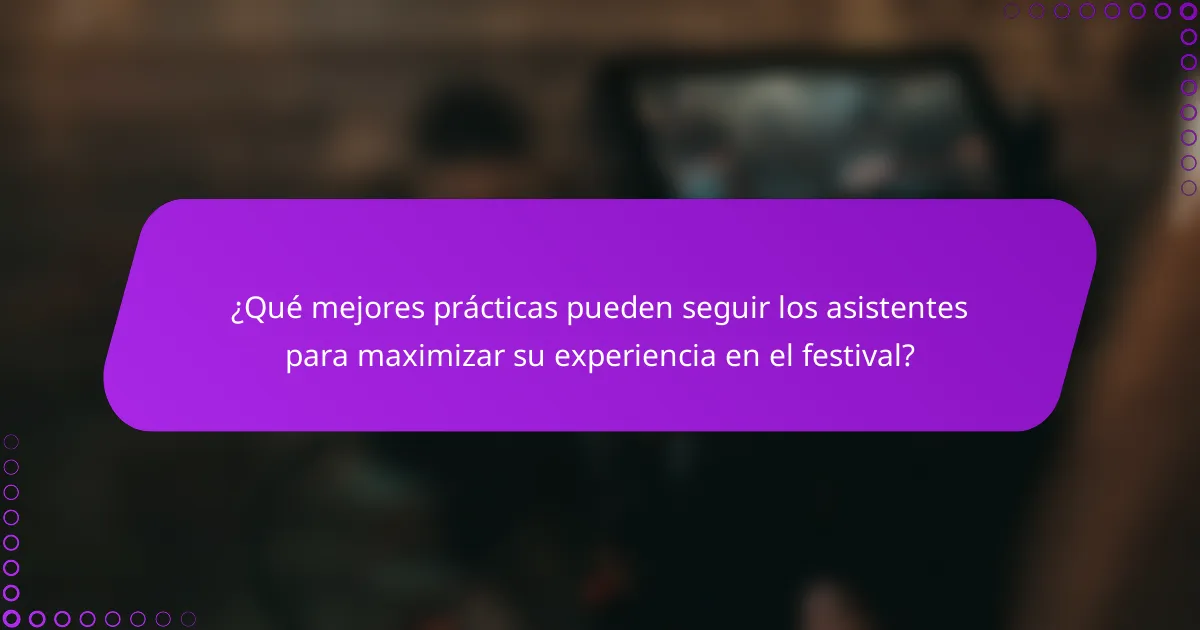 ¿Qué mejores prácticas pueden seguir los asistentes para maximizar su experiencia en el festival?